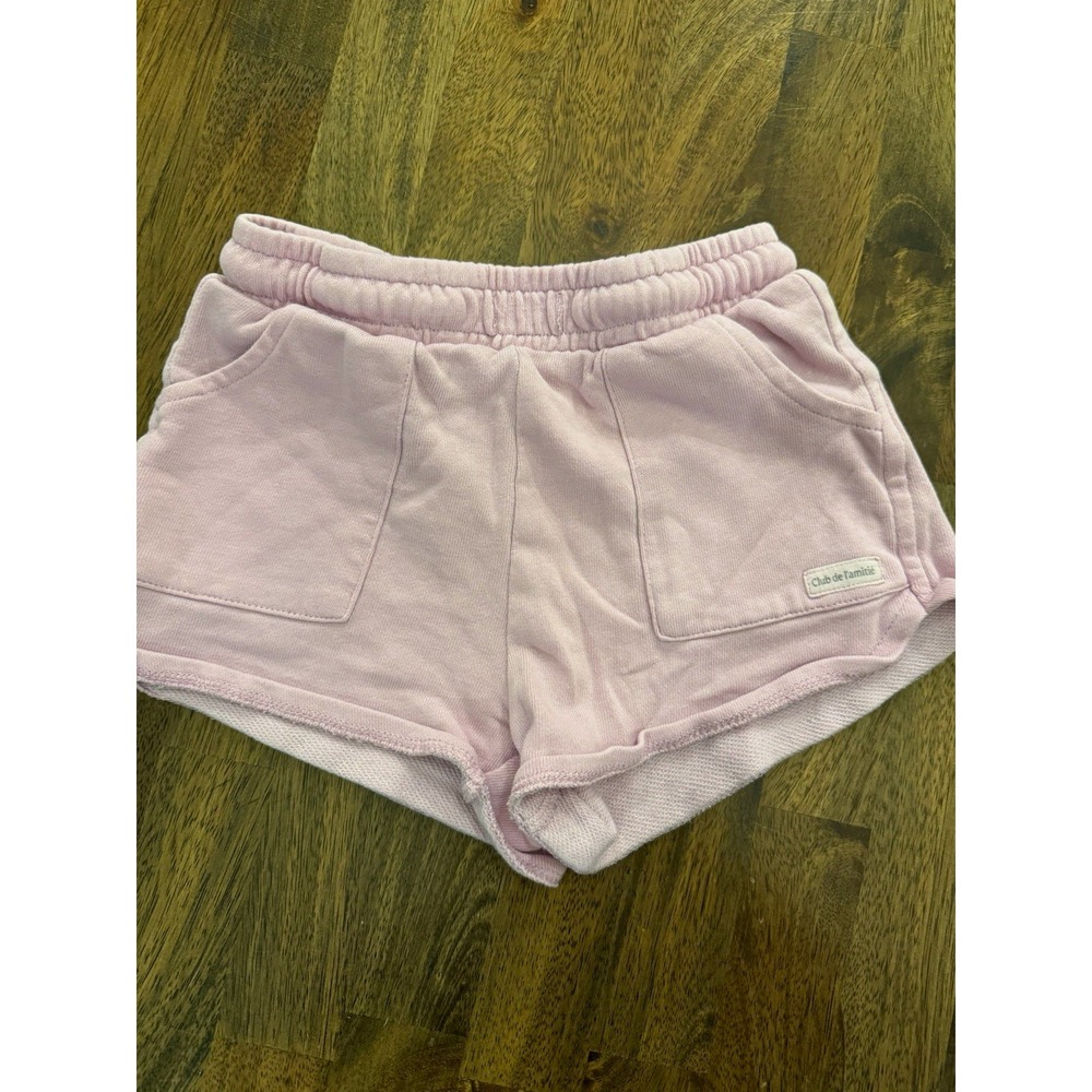 Zara Girls Pink French Terry Cotton Sweat Shorts 6Y Pull-On Elastic Pockets